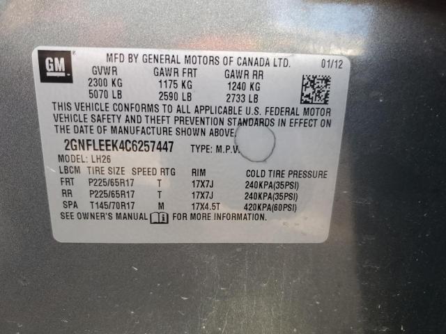 Photo 14 from auction – 2012 CHEVROLET EQUINOX LT with VIN 2GNFLEEK4C6257447