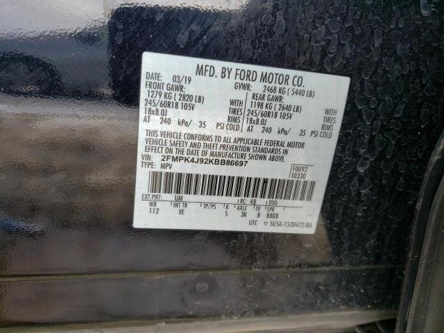 Photo 14 from auction – 2019 FORD EDGE SEL with VIN 2FMPK4J92KBB86697