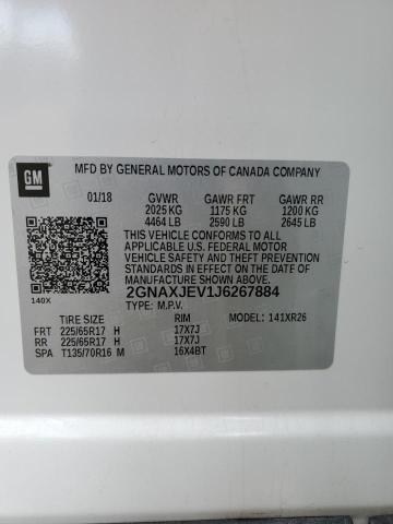 Photo 14 from auction – 2018 CHEVROLET EQUINOX LT with VIN 2GNAXJEV1J6267884