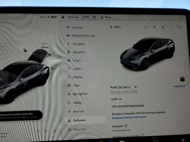 Photo 9 from auction – 2022 TESLA MODEL Y with VIN 7SAYGDEF3NF455486