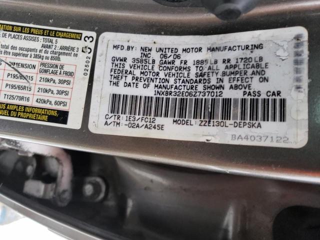 Photo 10 from auction – 2006 TOYOTA COROLLA with VIN 1NXBR32E06Z737012