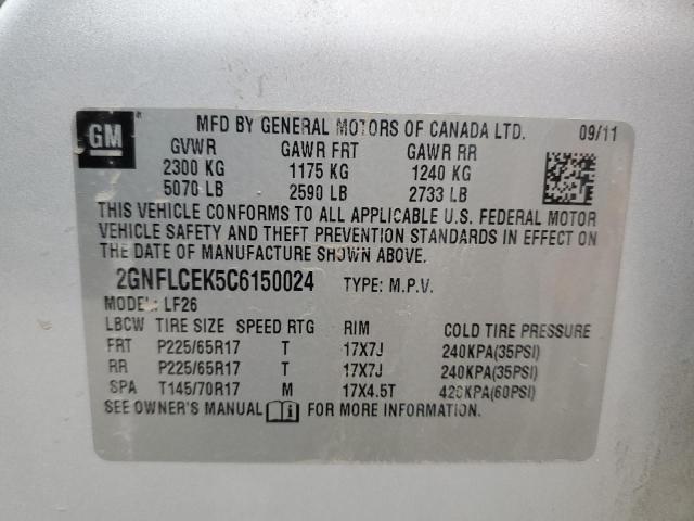 Photo 14 from auction – 2012 CHEVROLET EQUINOX LS with VIN 2GNFLCEK5C6150024