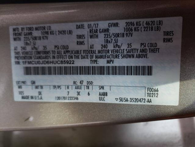 Photo 14 from auction – 2017 FORD ESCAPE TIT with VIN 1FMCU0JD6HUC85922