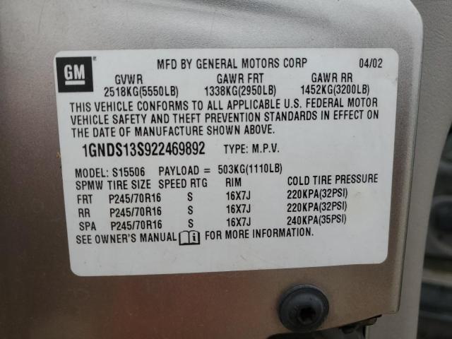 Photo 14 from auction – 2002 CHEVROLET TRAILBLAZE with VIN 1GNDS13S922469892