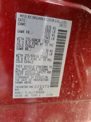 Photo 14 from auction – 2022 NISSAN PATHFINDER with VIN 5N1DR3BCXNC221171