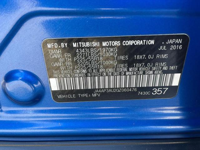 Photo 10 from auction – 2016 MITSUBISHI OUTLANDER with VIN JA4AP3AU2GZ060476