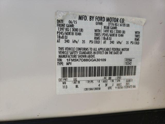 Photo 14 from auction – 2016 FORD EXPLORER X with VIN 1FM5K7D88GGA30109