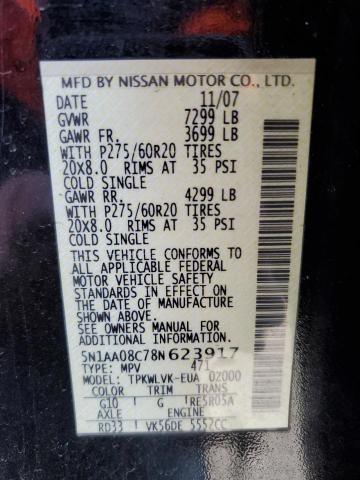 Photo 14 from auction – 2008 NISSAN ARMADA SE with VIN 5N1AA08C78N623917