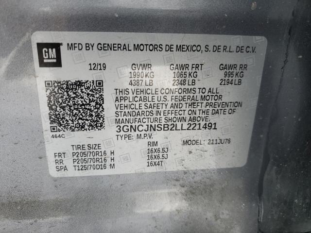 Photo 14 from auction – 2020 CHEVROLET TRAX LS with VIN 3GNCJNSB2LL221491