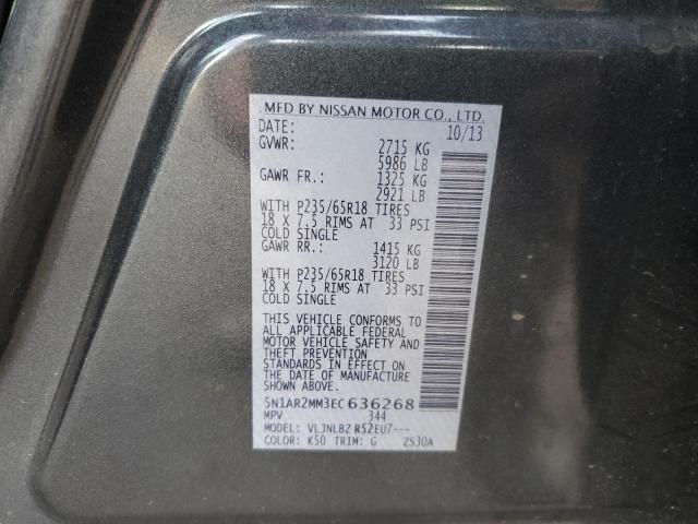 Photo 14 from auction – 2014 NISSAN PATHFINDER with VIN 5N1AR2MM3EC636268