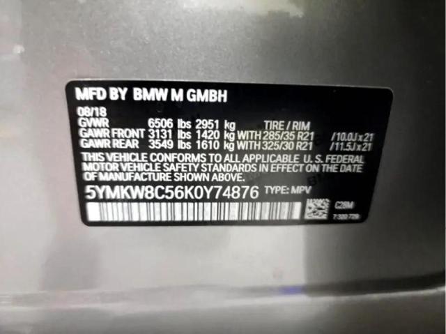 Photo 10 from auction – 2019 BMW X6 M with VIN 5YMKW8C56K0Y74876