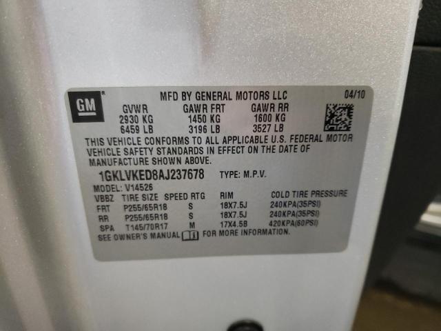 Photo 14 from auction – 2010 GMC ACADIA SL with VIN 1GKLVKED8AJ237678