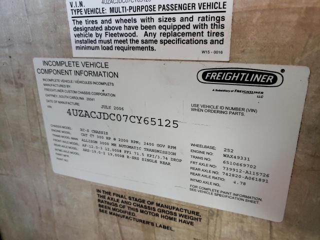 Photo 10 from auction – 2007 FREIGHTLINER CHASSIS X with VIN 4UZACJDC07CY65125