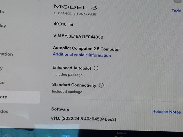 Photo 9 from auction – 2018 TESLA MODEL 3 with VIN 5YJ3E1EA7JF044330