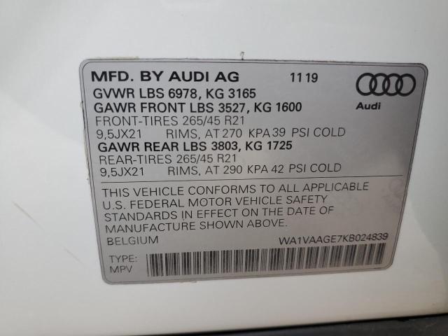 Photo 14 from auction – 2019 AUDI E-TRON PRE with VIN WA1VAAGE7KB024839