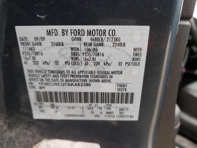 Photo 14 from auction – 2010 FORD ESCAPE LIM with VIN 1FMCU9EG7AKA62380