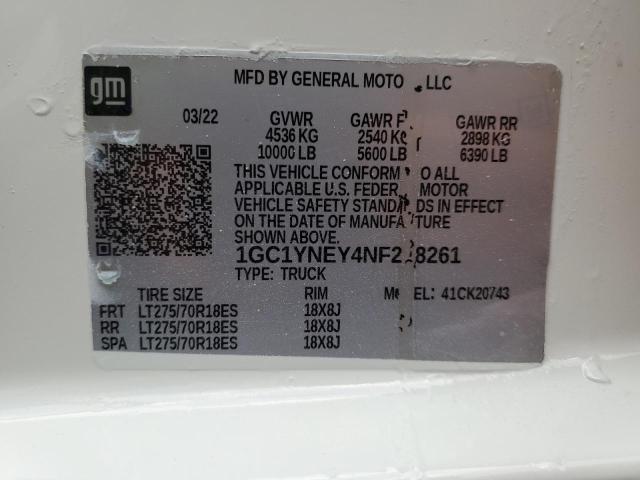 Photo 10 from auction – 2022 CHEVROLET SILVERADO with VIN 1GC1YNEY4NF258261