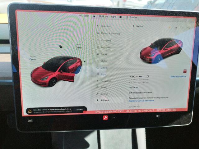 Photo 9 from auction – 2021 TESLA MODEL 3 with VIN 5YJ3E1EB2MF078351