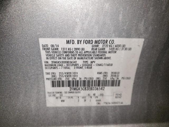 Photo 14 from auction – 2014 FORD FLEX SEL with VIN 2FMGK5C83EBD36542
