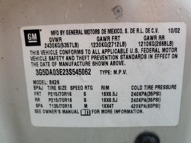 Photo 14 from auction – 2003 BUICK RENDEZVOUS with VIN 3G5DA03E23S545062