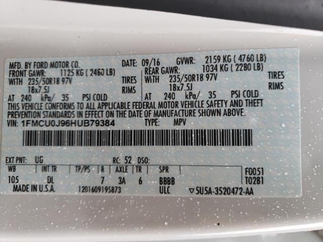 Photo 14 from auction – 2017 FORD ESCAPE TIT with VIN 1FMCU0J96HUB79384