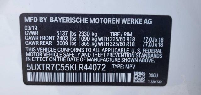 Photo 10 from auction – 2019 BMW X3 SDRIVE3 with VIN 5UXTR7C55KLR44072