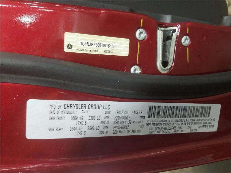 Photo 10 from auction – 2014 JEEP PATRIOT LA with VIN 1C4NJPFB0ED916455