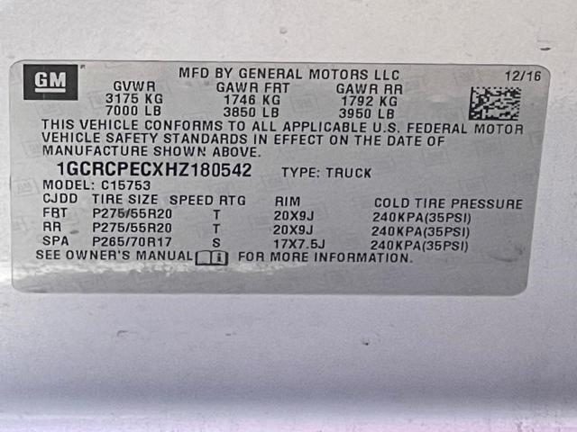 Photo 10 from auction – 2017 CHEVROLET SILVERADO with VIN 1GCRCPECXHZ180542