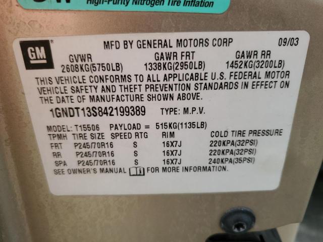 Photo 14 from auction – 2004 CHEVROLET TRAILBLAZE with VIN 1GNDT13S842199389
