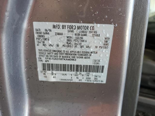 Photo 14 from auction – 2007 FORD ESCAPE XLT with VIN 1FMYU03187KA40963