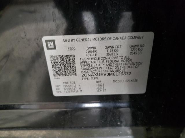 Photo 14 from auction – 2021 CHEVROLET EQUINOX LT with VIN 2GNAXUEV0M6136872