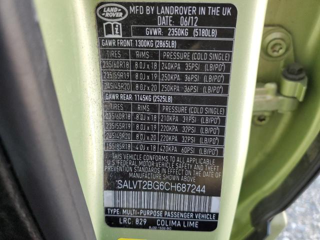 Photo 14 from auction – 2012 LAND ROVER RANGE ROVE with VIN SALVT2BG6CH687244