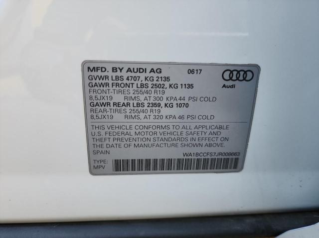 Photo 10 from auction – 2018 AUDI Q3 PREMIUM with VIN WA1BCCFS7JR008663