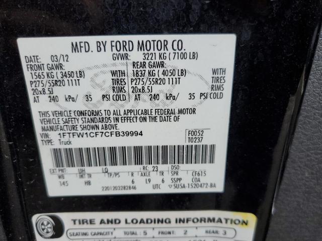 Photo 10 from auction – 2012 FORD F150 SUPER with VIN 1FTFW1CF7CFB39994