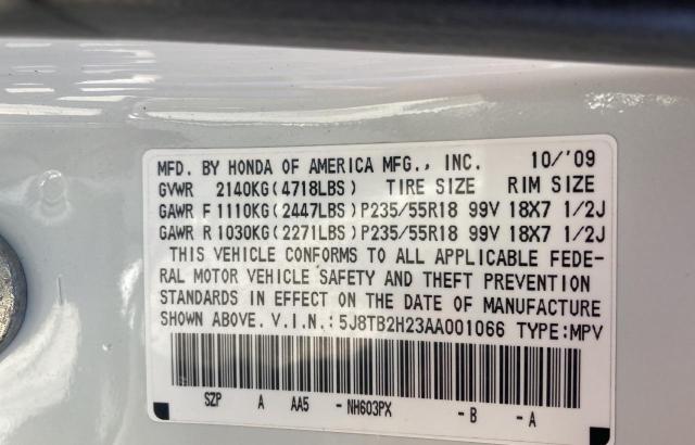 Photo 10 from auction – 2010 ACURA RDX with VIN 5J8TB2H23AA001066