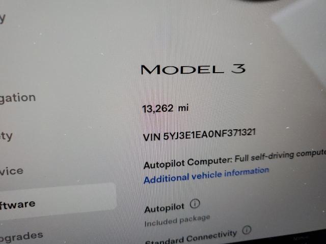 Photo 9 from auction – 2022 TESLA MODEL 3 with VIN 5YJ3E1EA0NF371321