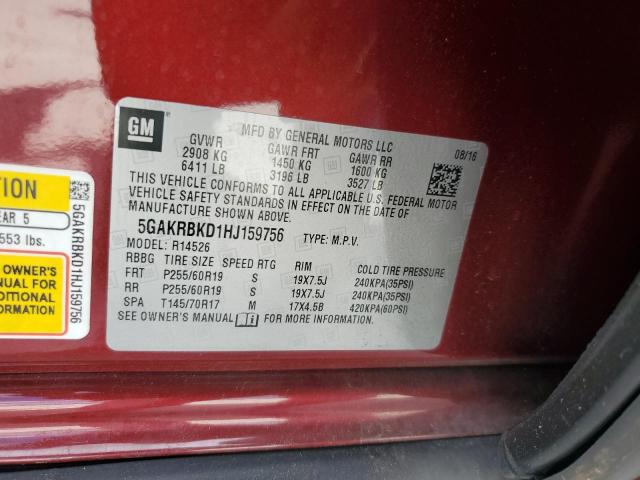 Photo 14 from auction – 2017 BUICK ENCLAVE with VIN 5GAKRBKD1HJ159756
