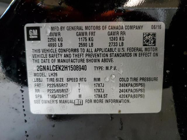 Photo 14 from auction – 2017 CHEVROLET EQUINOX LT with VIN 2GNALCEK2H1508940