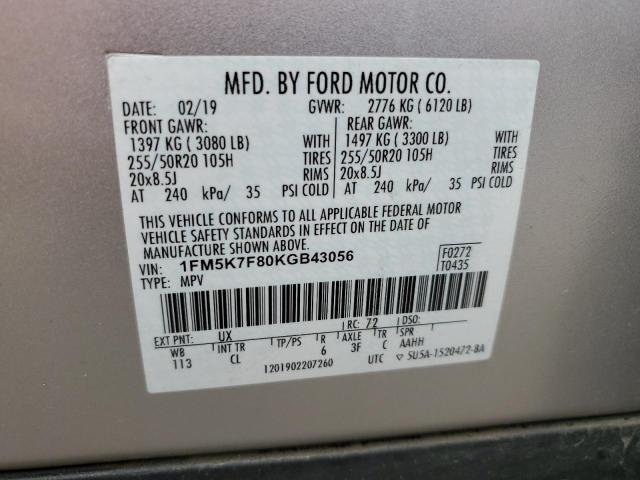 Photo 14 from auction – 2019 FORD EXPLORER L with VIN 1FM5K7F80KGB43056