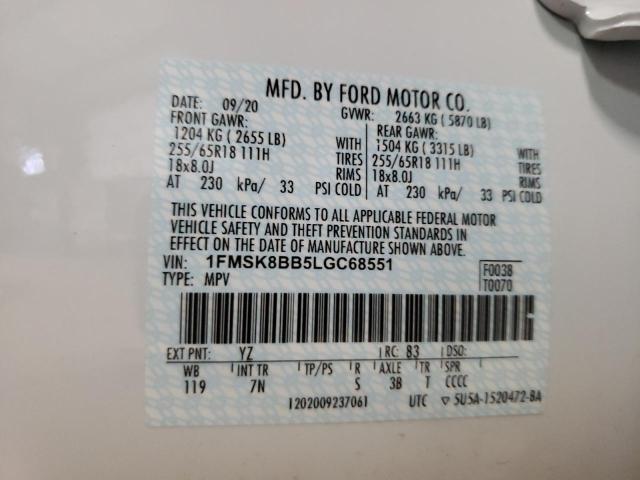 Photo 14 from auction – 2020 FORD EXPLORER with VIN 1FMSK8BB5LGC68551