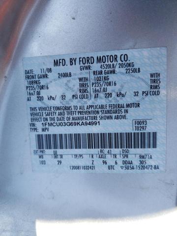 Photo 14 from auction – 2009 FORD ESCAPE XLT with VIN 1FMCU03G69KA94991
