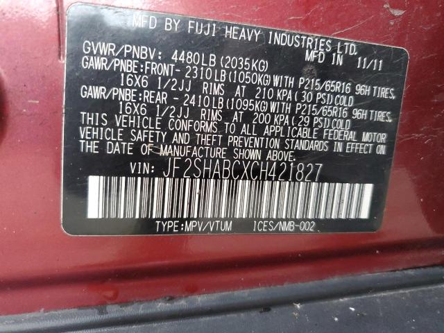 Photo 14 from auction – 2012 SUBARU FORESTER 2 with VIN JF2SHABCXCH421827