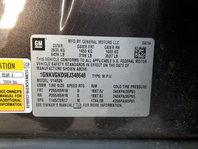 Photo 14 from auction – 2014 CHEVROLET TRAVERSE L with VIN 1GNKVGKD9EJ348648