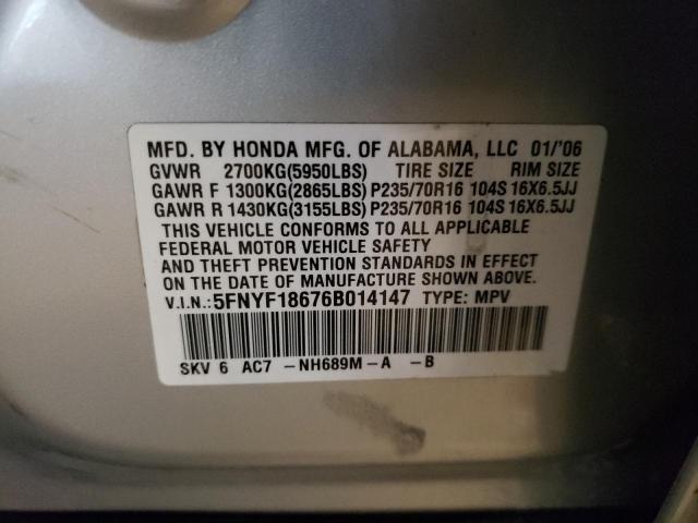 Photo 14 from auction – 2006 HONDA PILOT EX with VIN 5FNYF18676B014147