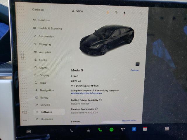 Photo 9 from auction – 2021 TESLA MODEL S with VIN 5YJSA1E67MF450776