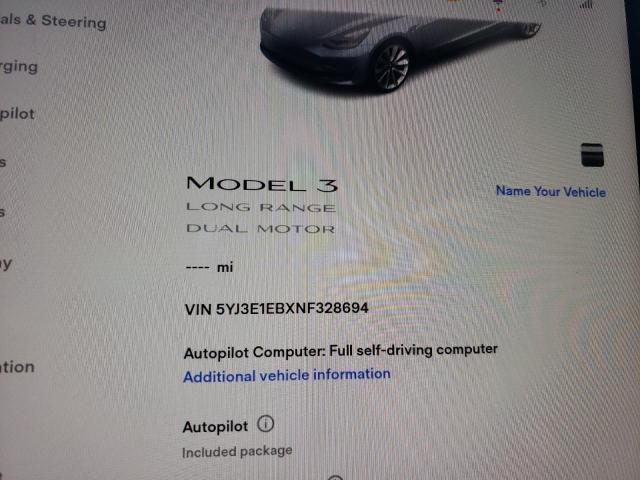 Photo 9 from auction – 2022 TESLA MODEL 3 with VIN 5YJ3E1EBXNF328694
