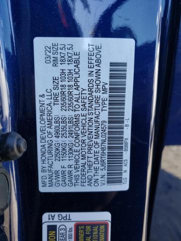 Photo 14 from auction – 2022 HONDA CR-V EXL with VIN 5J6RT6H87NL024579