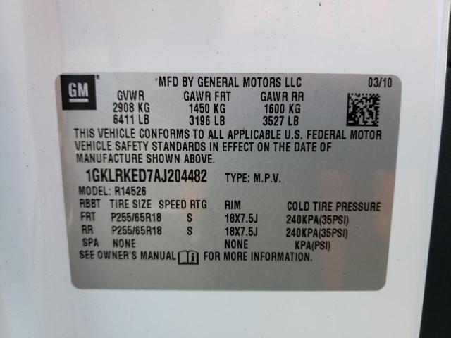 Photo 14 from auction – 2010 GMC ACADIA SL with VIN 1GKLRKED7AJ204482