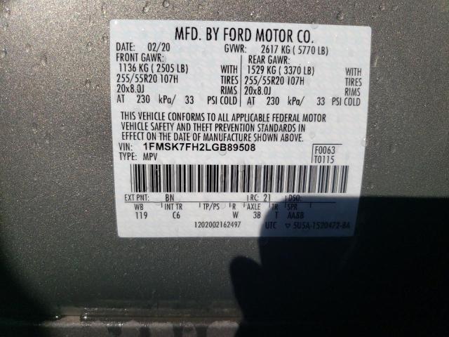 Photo 14 from auction – 2020 FORD EXPLORER L with VIN 1FMSK7FH2LGB89508