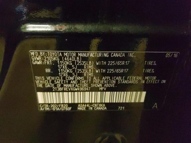 Photo 14 from auction – 2016 TOYOTA RAV4 LE with VIN 2T3BFREVXGW496947